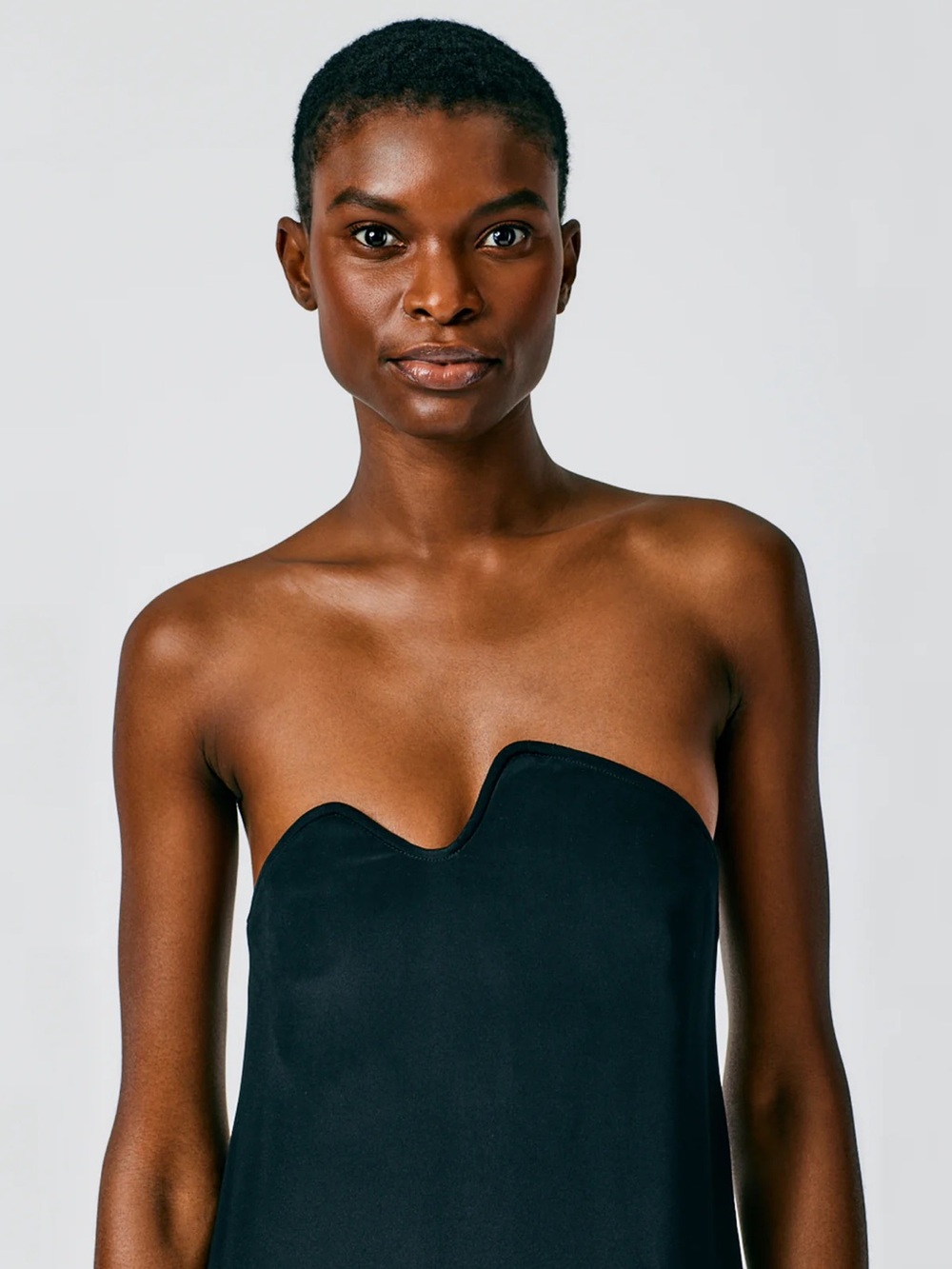 Tibi Black Silk Assymetrical Strapless Evening Gown - Picture 3 of 9